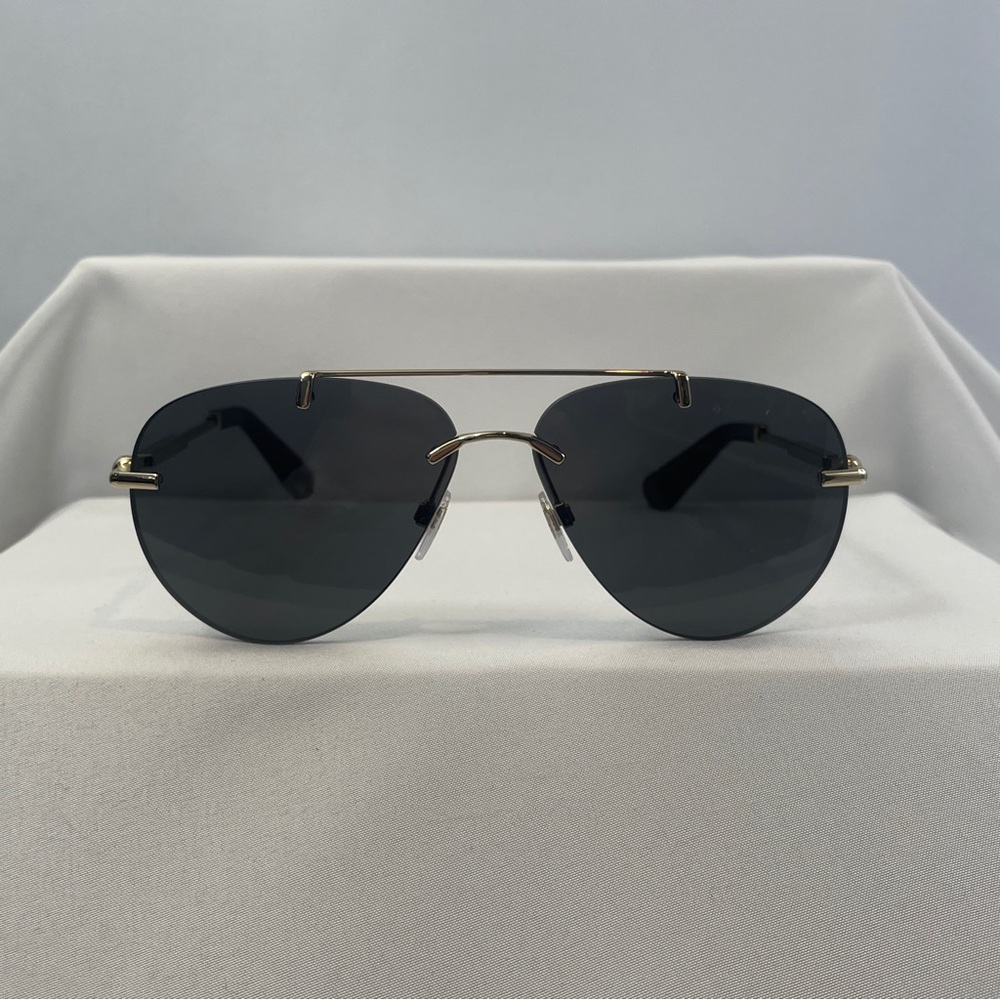 Burberry BE3151 Gold Rimless Aviator Sunglasses 60mm Gray Lenses Italy Designer - Picture 10 of 16